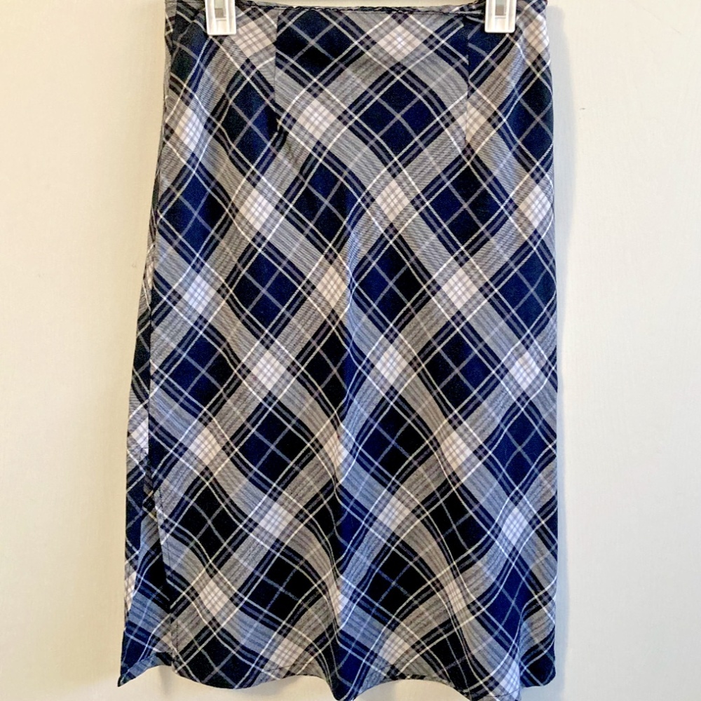 Black Plaid Skirt with Slit from Forever 21